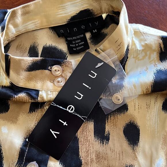 Ninety Silky Animal Print Tunic Blouse Woman Size Medium Y2K - Picture 6 of 10